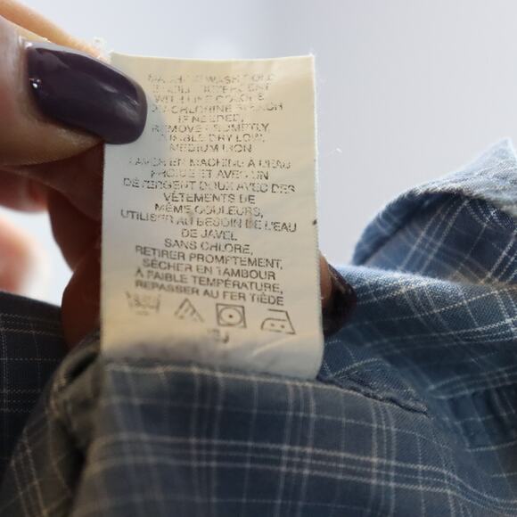 Columbia XL Short Sleeve Button-Up Shirt Blue Plaid Cotton - Picture 7 of 8